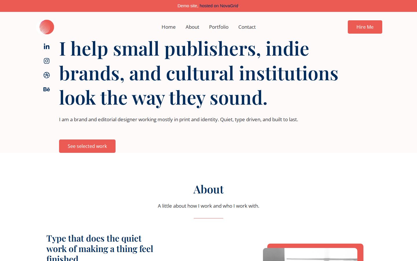 Maya Linwood Designer portfolio demo homepage